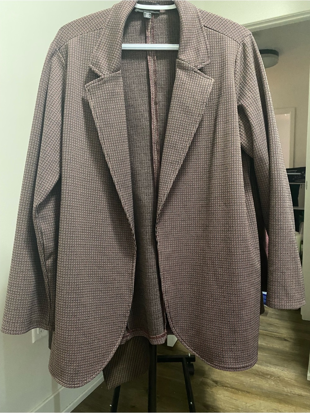 le chateau Brown and Pink Micro-Check Blazer